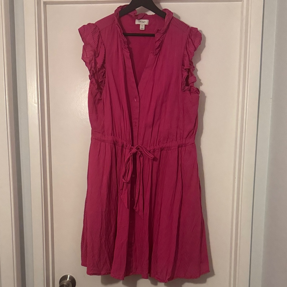 Pink Ruffled Sleeveless Dress